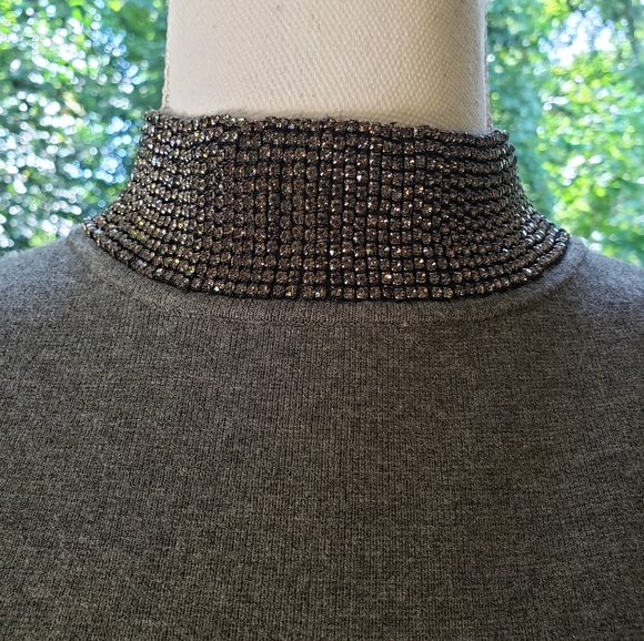 MILLY Gem Collar Sheath Dress Sleeveless in Gray Size Small - Picture 9 of 11